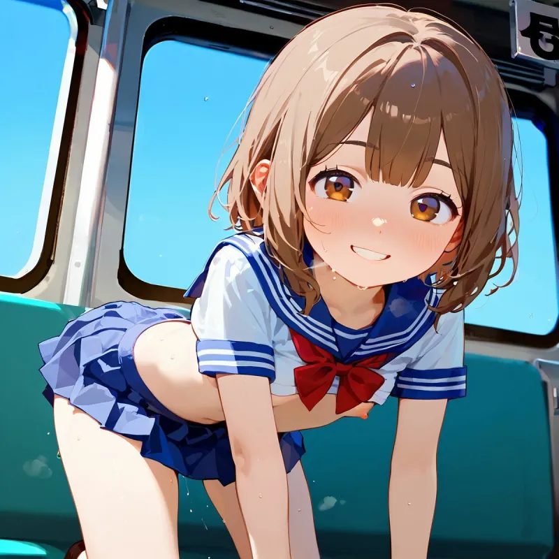 ちっぱい娘、電車痴漢に沼る01