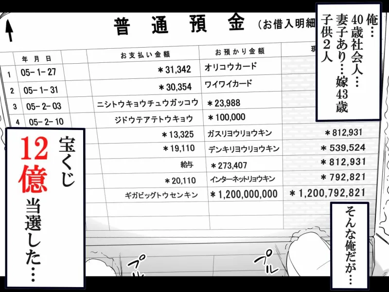 宝くじ12億当選！～エロに全投資して、ハーレム御殿建設！！