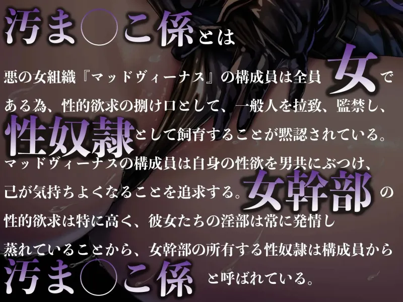 【逆レイプ】女幹部の汚まんこ係（黒）～悪の組織に連れ去られ、幹部専属の肉ディルドにされた僕。～