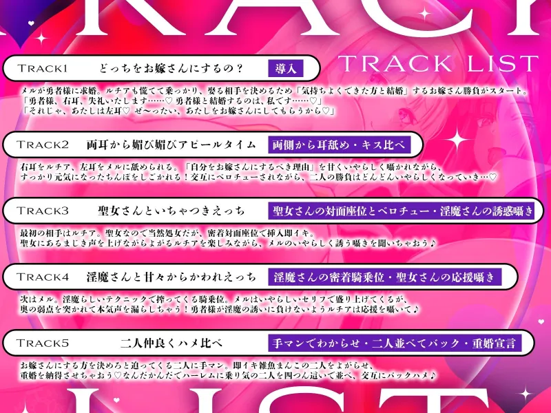 【声優お二人のフリートーク付き♪】お堅い聖女さんと肉食淫魔さんの二人仲良くハメ比べ勝負～どっちをお嫁さんにするの？～【KU100収録作品】